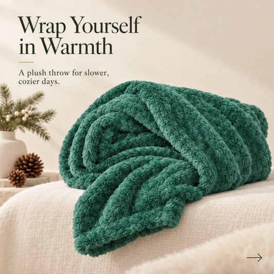 Cozy Christmas Gift Box with a Green Plush Throw, Tree Mug and Date Block - Gifterria US - Gift Box