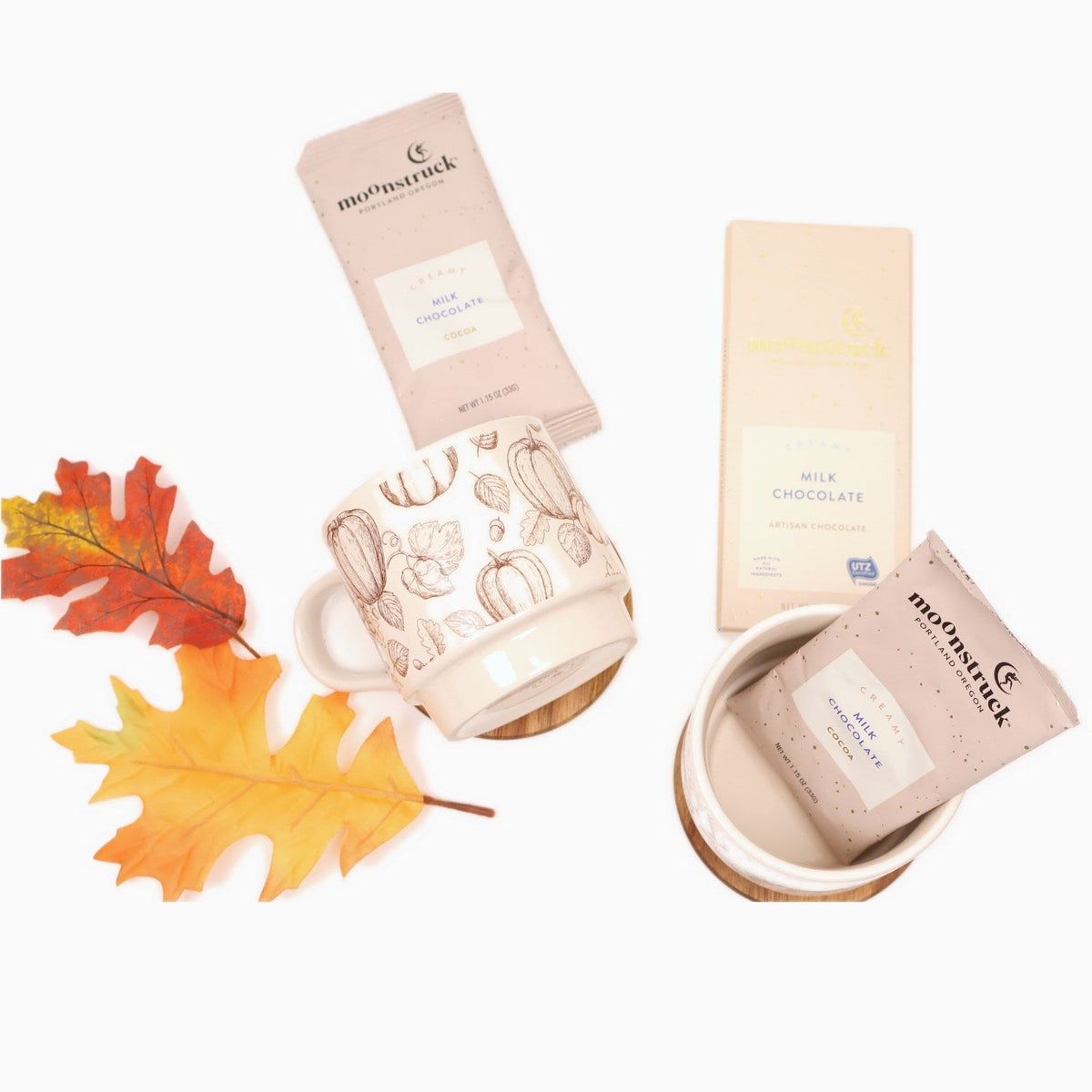 Cozy Fall Gift Box for Two with Pumpkin Mugs, Placemats and a Knit Throw - Gifterria US - Gift Box