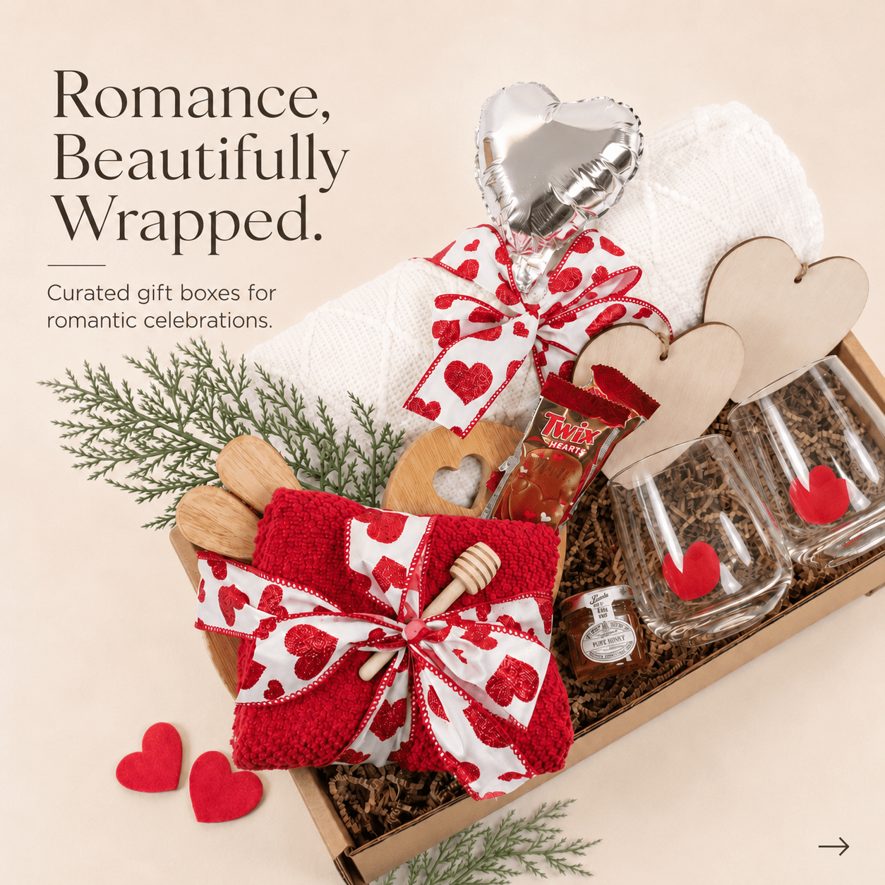 Romantic Valentine's Day Gift Box with Wine | Gifterria US