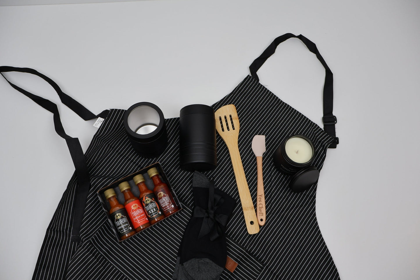 Gourmet Chef's Gift Box for Him with Apron, Hot Sauces and Engraved Spatula - Gifterria US - Gift Box