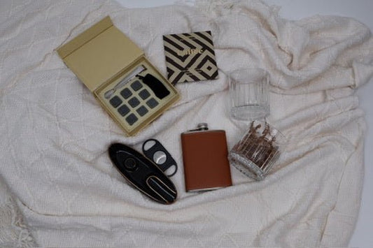 Luxury Whiskey & Cigar Gift Box for Him with Leather Flask - Gifterria US - Gift Box