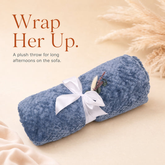 New Mom Gift Box in Blue with a Plush Throw and Coffee - Gifterria US - Gift Box