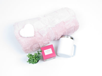 Luxury Relaxation Gift Set with Pink Plush Blanket