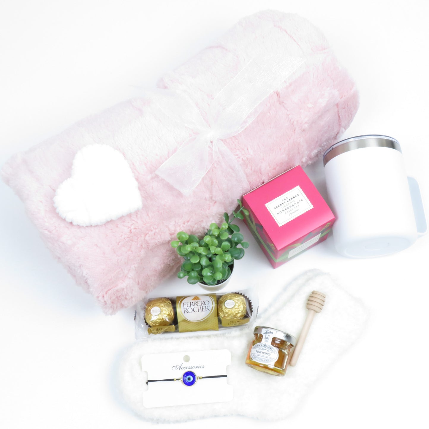 Luxury Relaxation Gift Set with Pink Plush Blanket