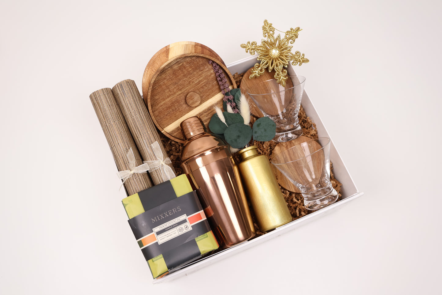 Elegant Cocktail Hour Gift Box with a Copper Shaker and Margarita Salt Rimmer