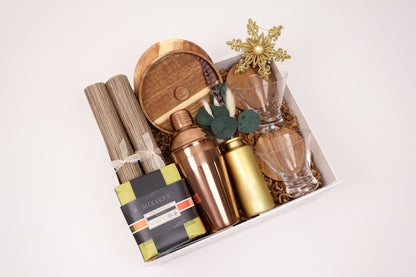 Elegant Cocktail Hour Gift Box with a Copper Shaker and Margarita Salt Rimmer