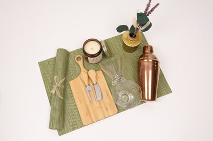 Elegant Entertaining Gift Box with a Bamboo Cheese Board and Copper Shaker