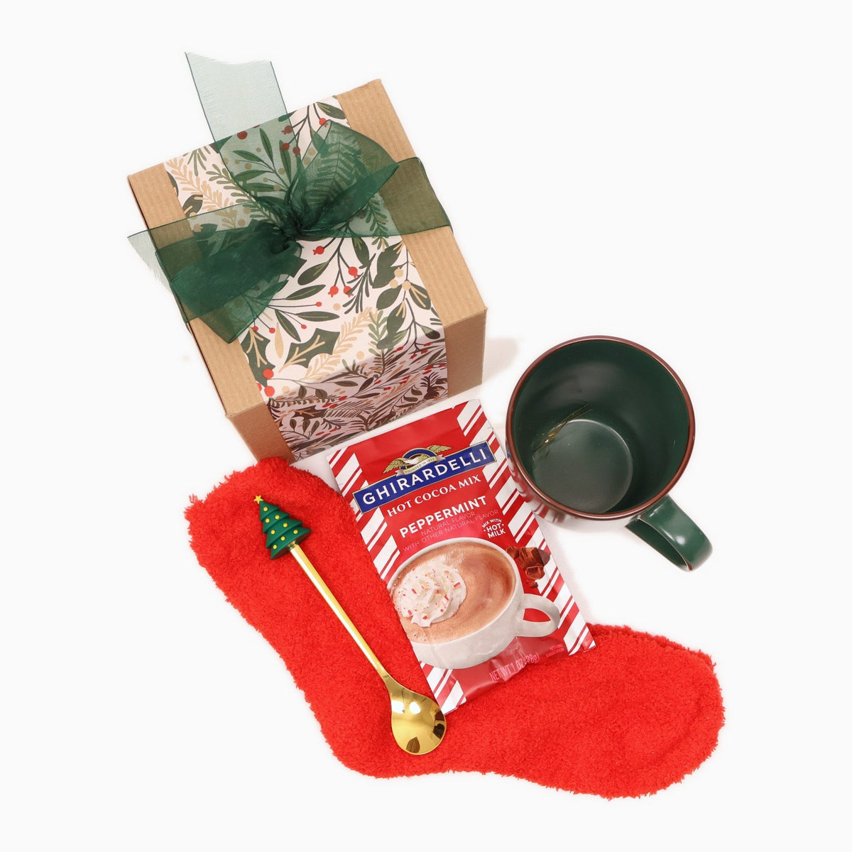 Christmas Cocoa Gift Box with a Mug, Stocking Socks and Peppermint Hot Cocoa - Gifterria US - Gift Box