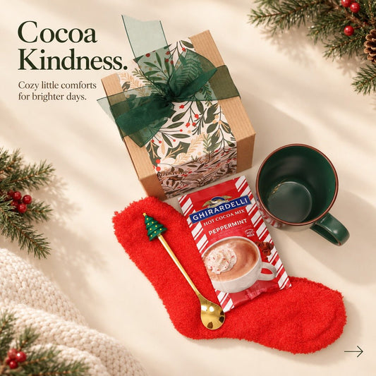 Christmas Cocoa Gift Box with a Mug, Stocking Socks and Peppermint Hot Cocoa - Gifterria US - Gift Box