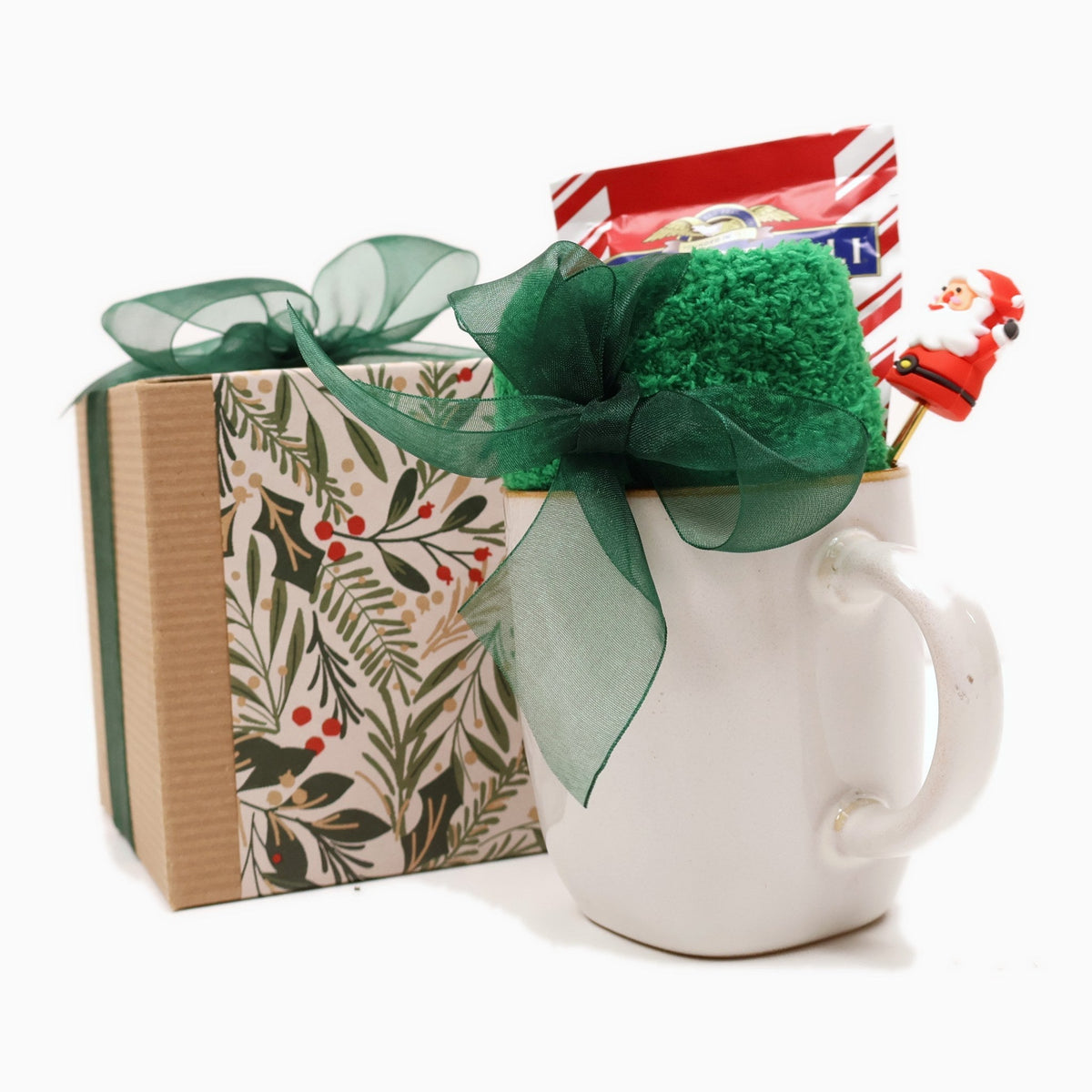 Christmas Cocoa Gift Box with a Mug, Stocking Socks and Peppermint Hot Cocoa - Gifterria US - Gift Box