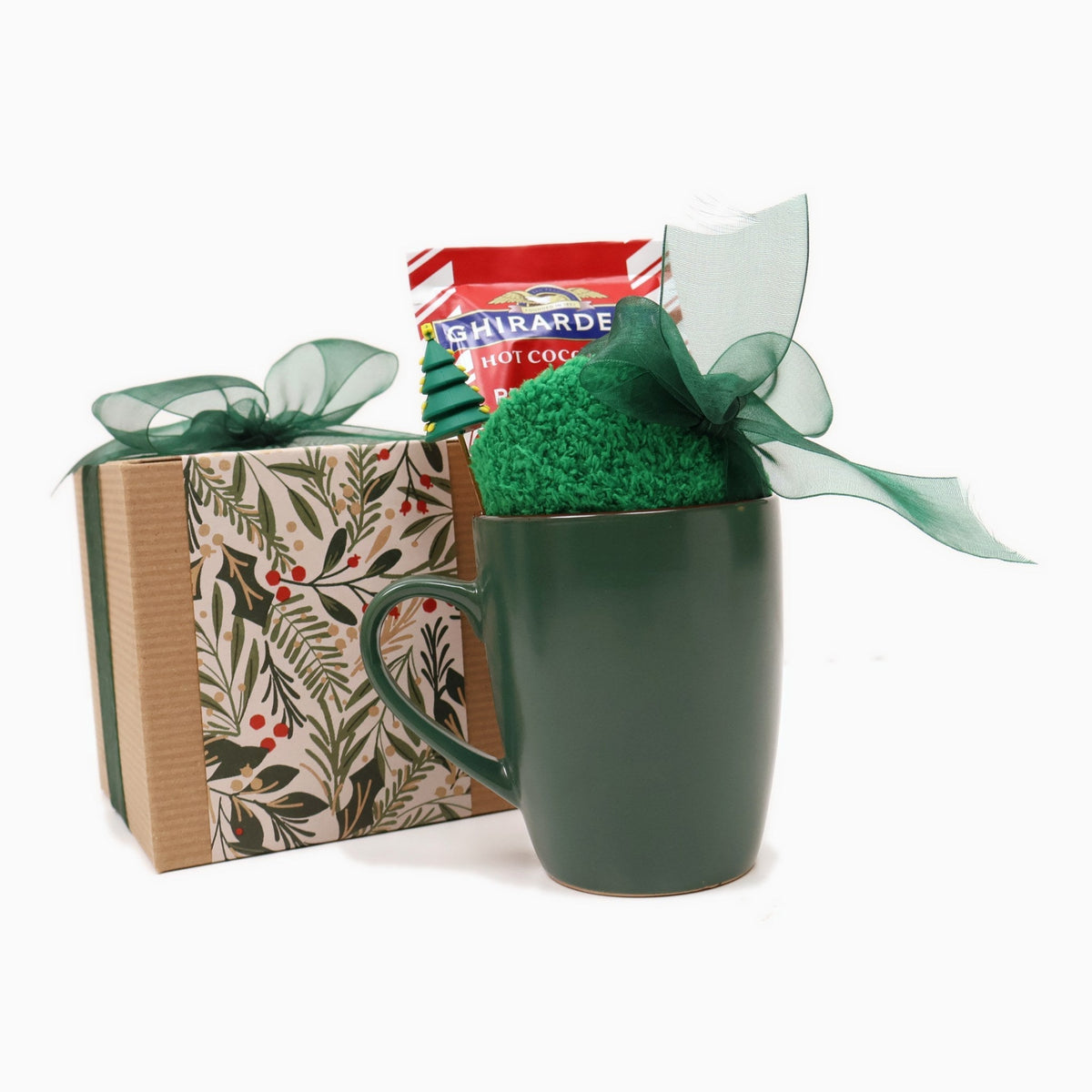 Christmas Cocoa Gift Box with a Mug, Stocking Socks and Peppermint Hot Cocoa - Gifterria US - Gift Box