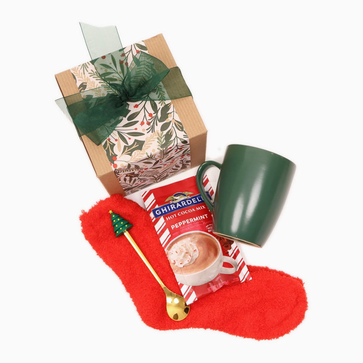 Christmas Cocoa Gift Box with a Mug, Stocking Socks and Peppermint Hot Cocoa - Gifterria US - Gift Box