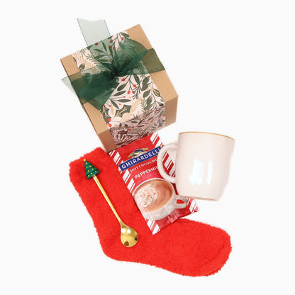 Christmas Cocoa Gift Box with a Mug, Stocking Socks and Peppermint Hot Cocoa - Gifterria US - Gift Box