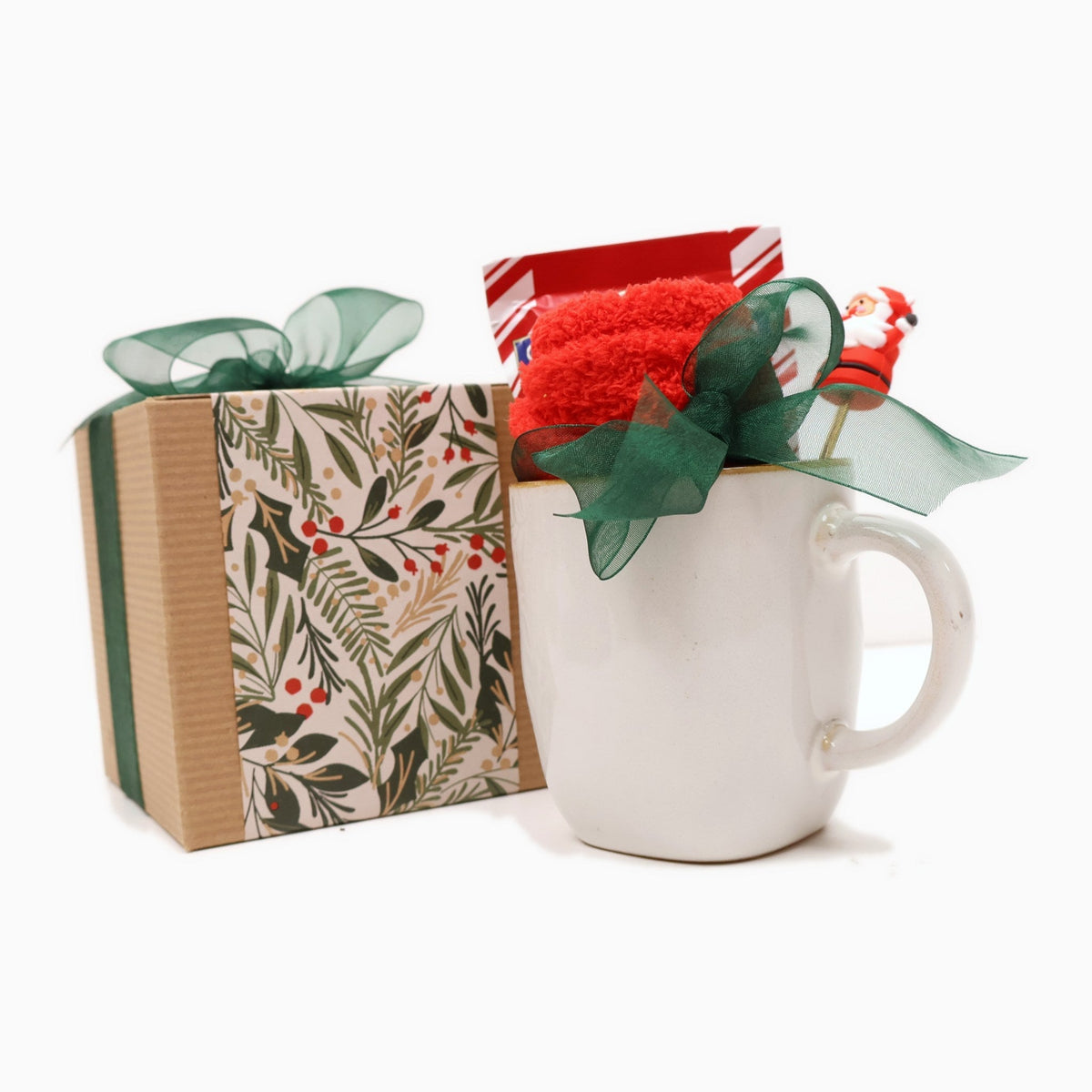Christmas Cocoa Gift Box with a Mug, Stocking Socks and Peppermint Hot Cocoa - Gifterria US - Gift Box