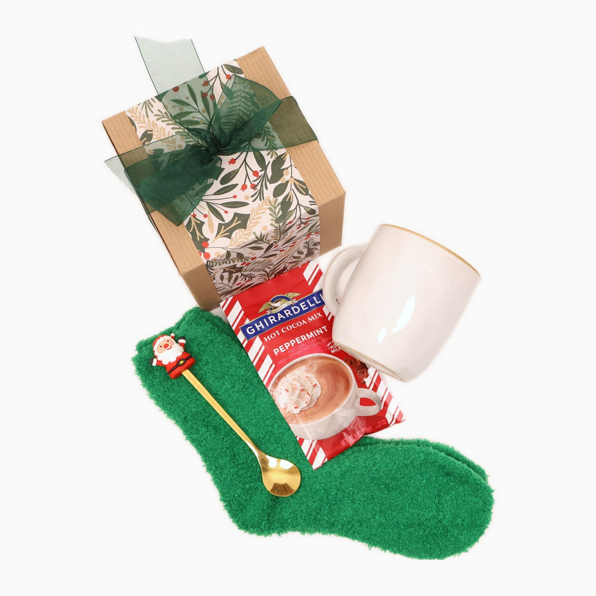 Christmas Cocoa Gift Box with a Mug, Stocking Socks and Peppermint Hot Cocoa - Gifterria US - Gift Box
