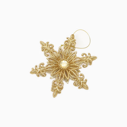 Cozy Christmas Gift Box - gold snowflake ornament