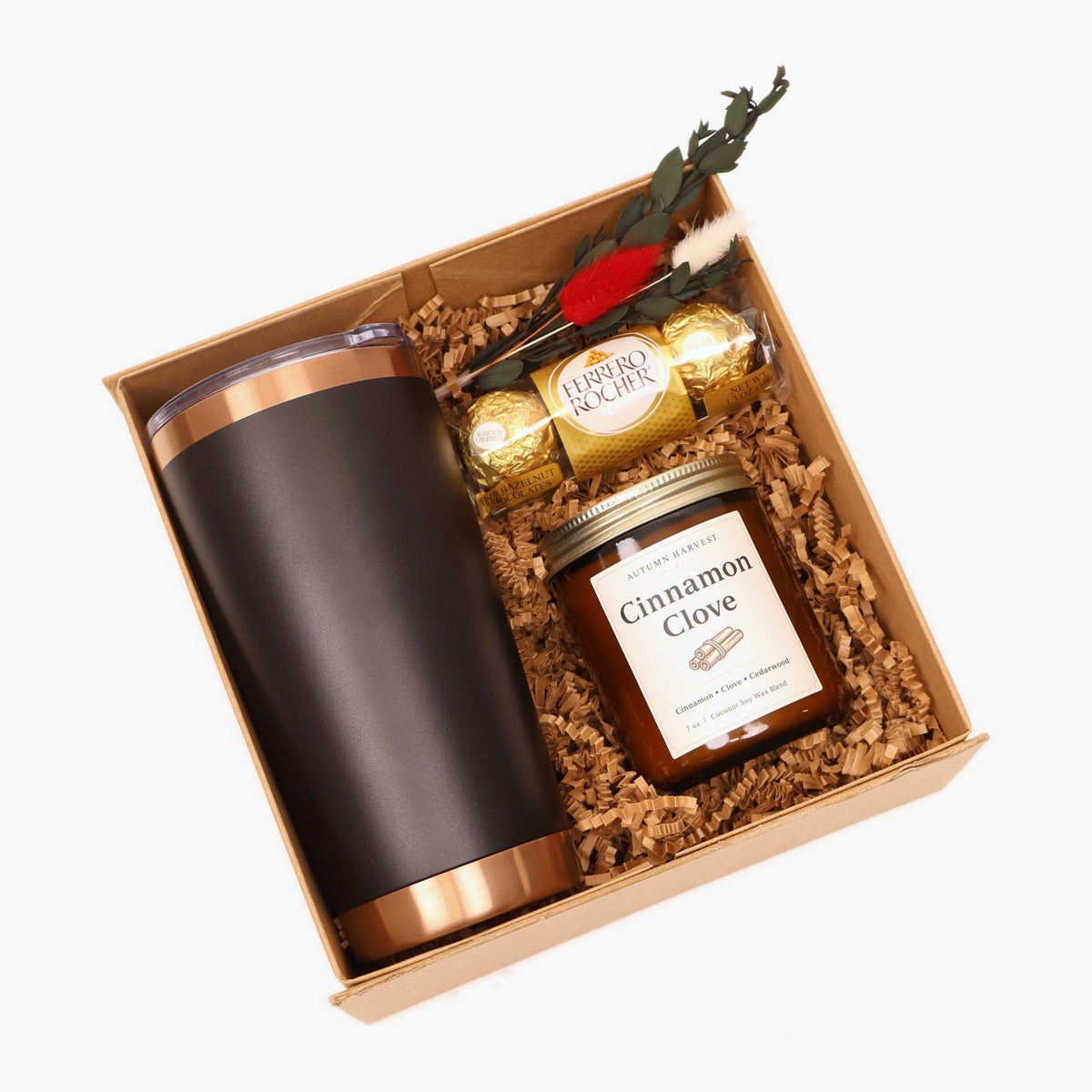 Cozy Gift Box with an Insulated Tumbler, Candle and Chocolates - Gifterria US - Gift Box