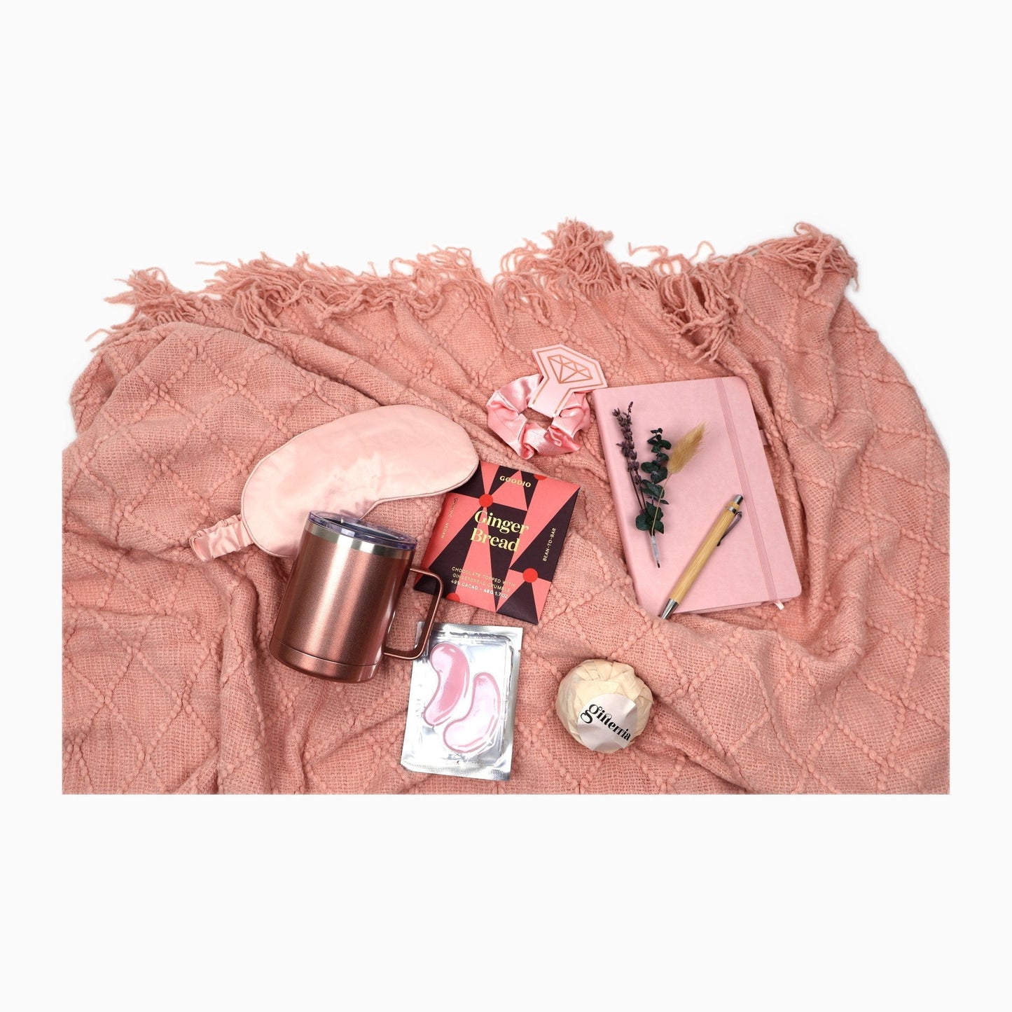 Cozy Pink Self - Care Gift Box for Her with Throw, Journal and Mug - Gifterria US - Gift Box