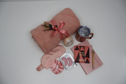 Cozy Pink Self - Care Gift Box for Her with Throw, Journal and Mug - Gifterria US - Gift Box