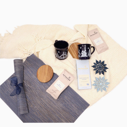 Cozy Winter Gift Box for Two with Village Mugs, Placemats and a Knit Throw - Gifterria US - Gift Box