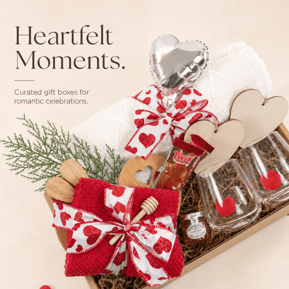 Deluxe Romantic Gift Set with Plush Blanket, Wine Glasses & Chocolates - Gifterria US - Gift Set