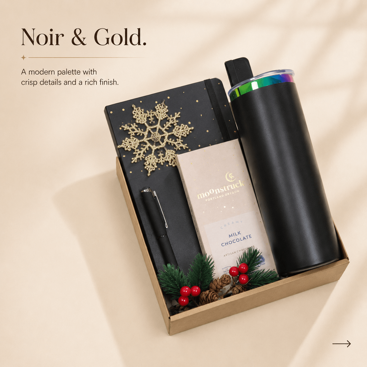 Elegance Gift Set with Chocolate, Notebook, and Decorative Items - Gifterria US - Gift Set