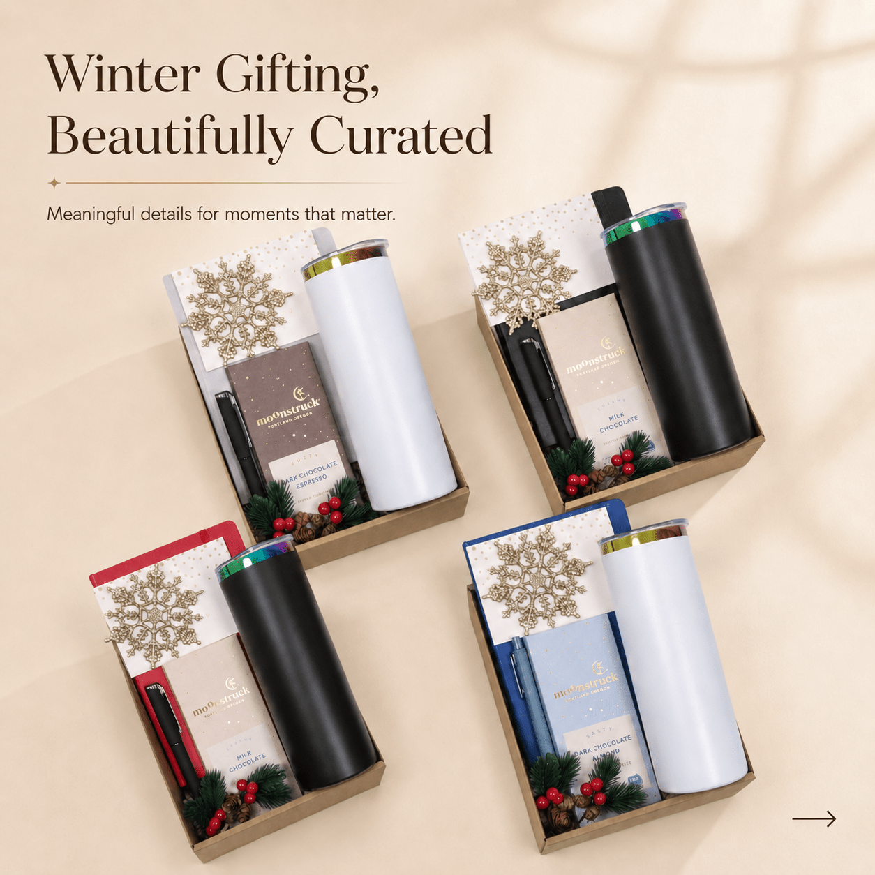 Elegance Gift Set with Chocolate, Notebook, and Decorative Items - Gifterria US - Gift Set