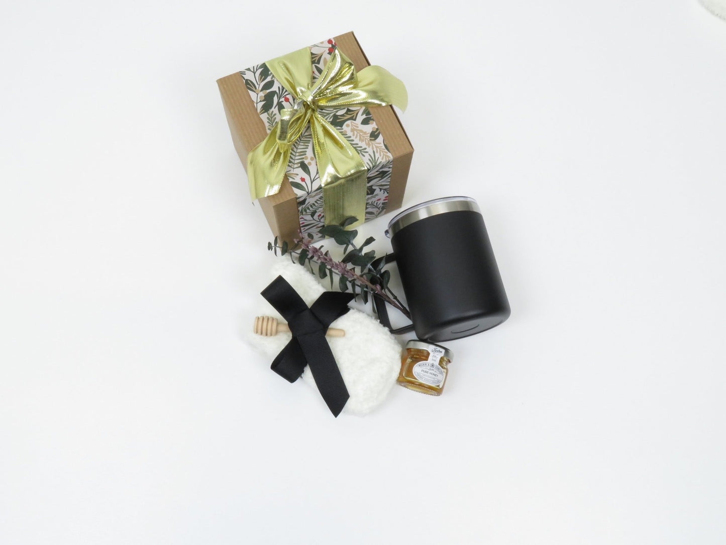 Elegant Gift Set with Honey, Tumbler, and Cozy Socks - Gifterria US - Gift Set