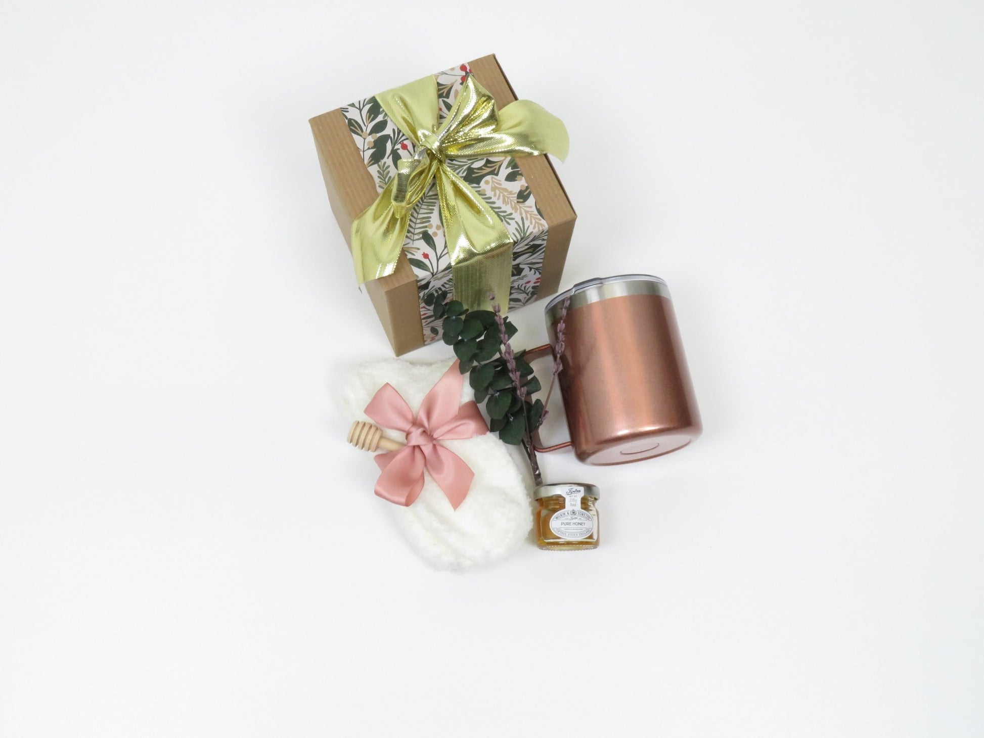 Elegant Gift Set with Honey, Tumbler, and Cozy Socks - Gifterria US - Gift Set