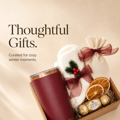 Elegant Gift Set with Tumbler, Spa Socks, and Dried Oranges - Gifterria US - Gift Set