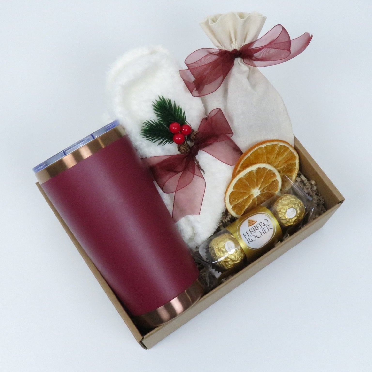 Elegant Gift Set with Tumbler, Spa Socks, and Dried Oranges - Gifterria US - Gift Set
