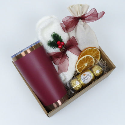Elegant Gift Set with Tumbler, Spa Socks, and Dried Oranges - Gifterria US - Gift Set