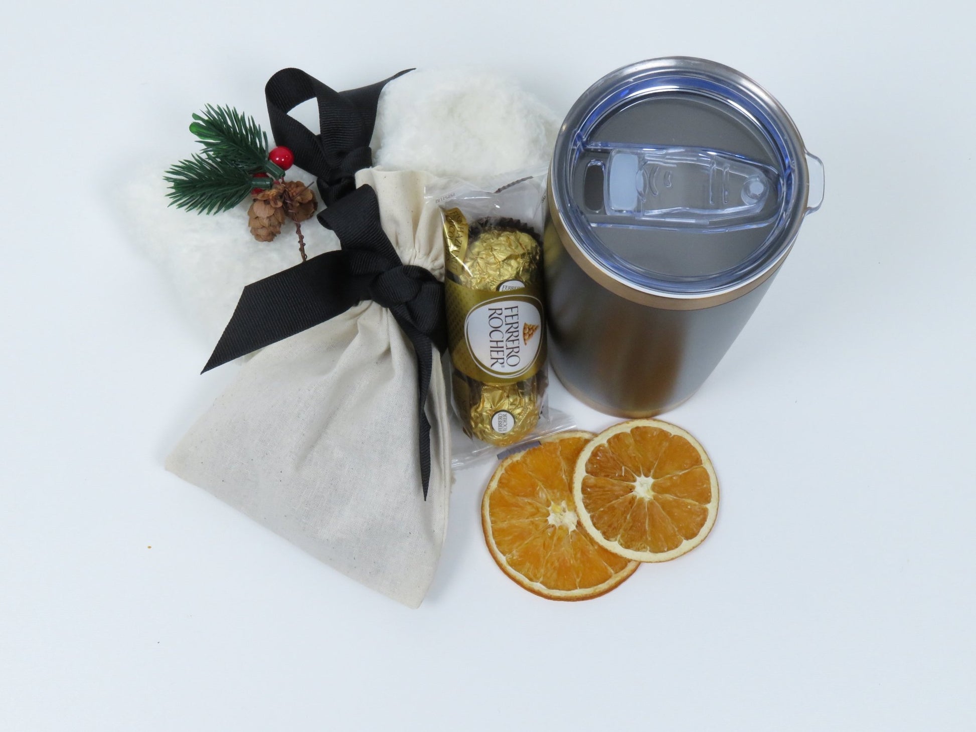 Elegant Gift Set with Tumbler, Spa Socks, and Dried Oranges - Gifterria US - Gift Set