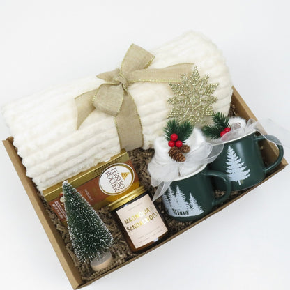 Festive Comfort & Joy Holiday Gift Box with Mugs, Candles, and Treats - Gifterria US - Gift Set