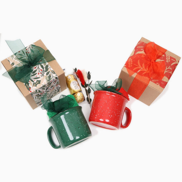 Festive Holiday Mug Gift Box with a Campfire Mug, Fuzzy Socks and Chocolates - Gifterria US - Gift Box