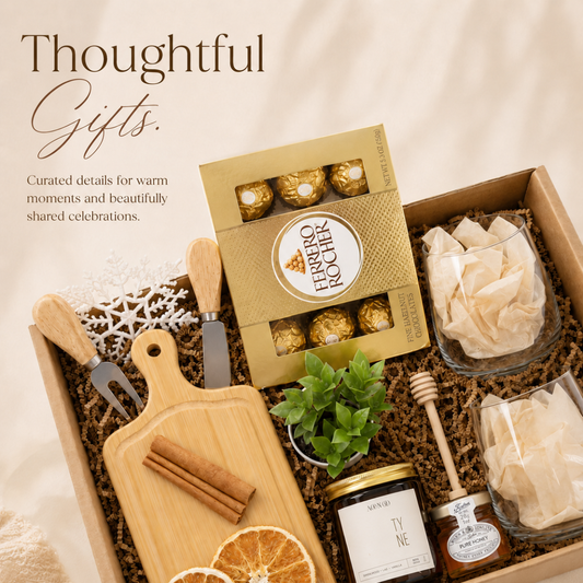 Gourmet Honey & Wine Gift Box with Cheese Knife and Glasses