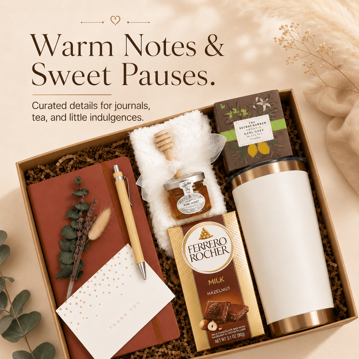 Luxury Cozy Gift Set with Insulated Copper Tumbler, Gourmet Chocolates, and Pampering Essentials - Gifterria US - Gift Set