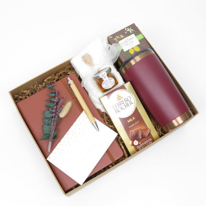 Luxury Cozy Gift Set with Insulated Copper Tumbler, Gourmet Chocolates, and Pampering Essentials - Gifterria US - Gift Set