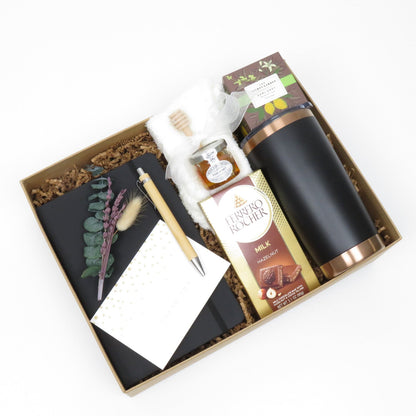 Luxury Cozy Gift Set with Insulated Copper Tumbler, Gourmet Chocolates, and Pampering Essentials - Gifterria US - Gift Set