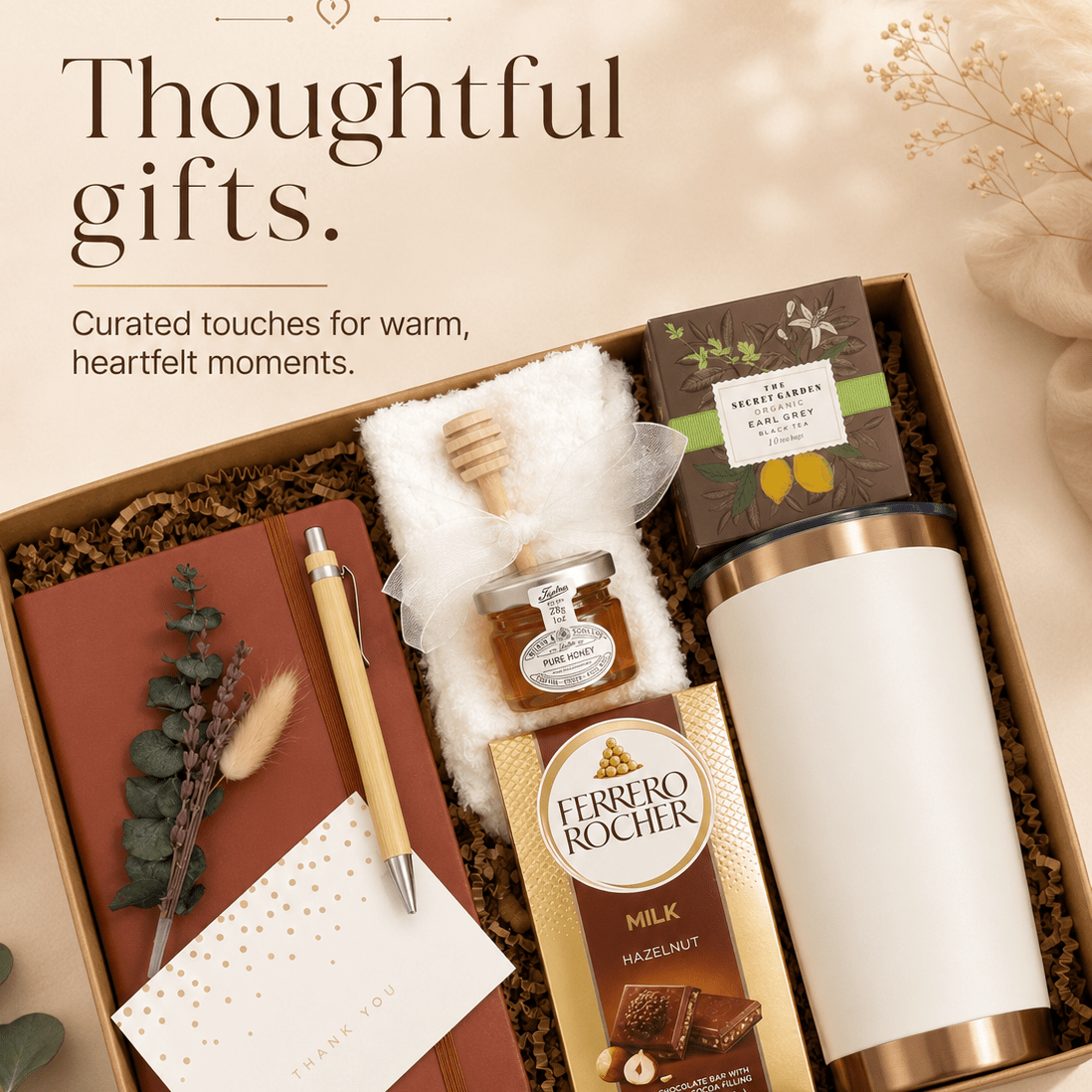 Luxury Cozy Gift Set with Insulated Copper Tumbler, Gourmet Chocolates, and Pampering Essentials - Gifterria US - Gift Set