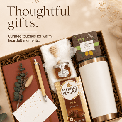 Luxury Cozy Gift Set with Insulated Copper Tumbler, Gourmet Chocolates, and Pampering Essentials - Gifterria US - Gift Set
