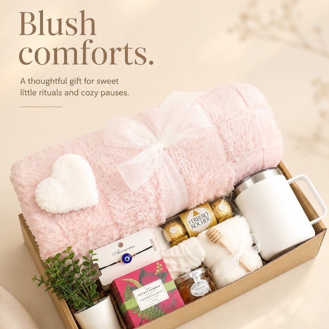 Luxury Relaxation Gift Set with Pink Plush Blanket - Gifterria US - Gift Sets