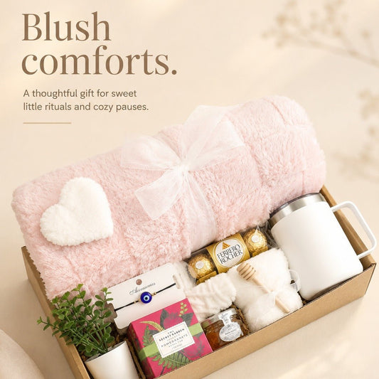Luxury Relaxation Gift Set with Pink Plush Blanket - Gifterria US - Gift Sets