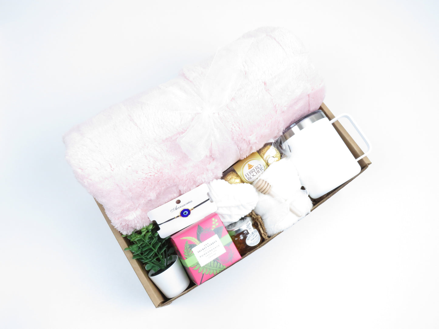 Luxury Relaxation Gift Set with Pink Plush Blanket - Gifterria US - Gift Sets