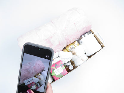 Luxury Relaxation Gift Set with Pink Plush Blanket - Gifterria US - Gift Sets