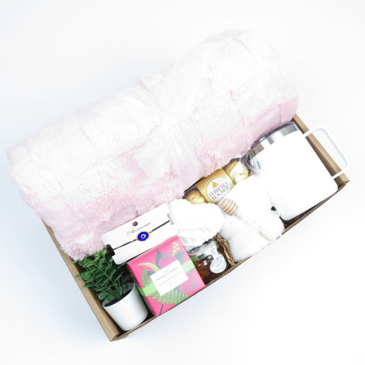 Luxury Relaxation Gift Set with Pink Plush Blanket - Gifterria US - Gift Sets