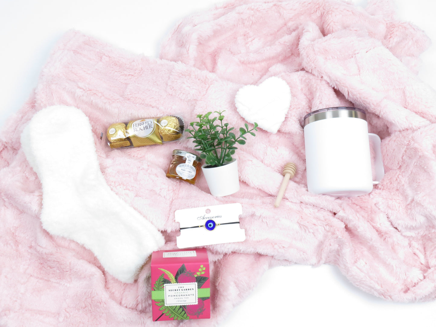 Luxury Relaxation Gift Set with Pink Plush Blanket - Gifterria US - Gift Sets