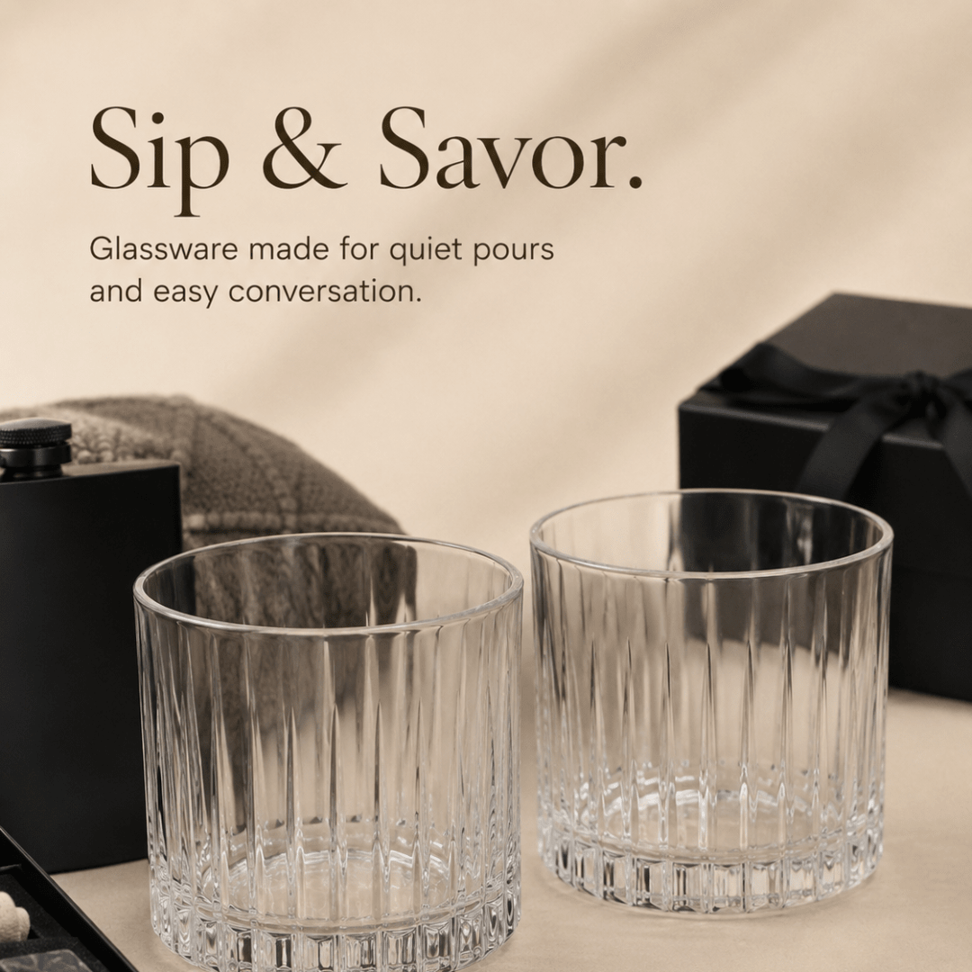 Luxury Whiskey & Cigar Gift Box for Him with Glasses and Hip Flask - Gifterria US - Gift Box