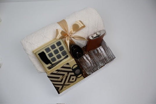 Luxury Whiskey & Cigar Gift Box for Him with Leather Flask - Gifterria US - Gift Box