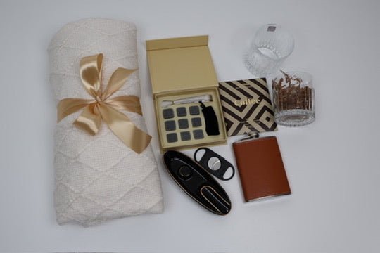 Luxury Whiskey & Cigar Gift Box for Him with Leather Flask - Gifterria US - Gift Box